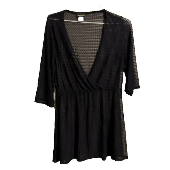 Jordan Taylor Black Mesh Swimsuit Cover Up Dress Tunic Spring Break Size L - Picture 5 of 9